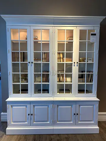 Elegant White Glass-Front Cabinet for Your Living Space