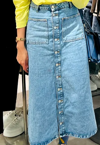 Ladies denim button down skirt