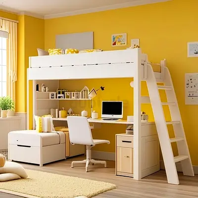 Stylish Loft Bed with Workspace for Kids