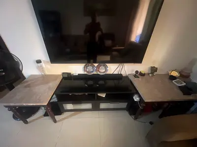 Elegant coffee side tables with korian marble top- set -3nos