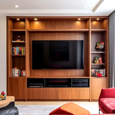 Stylish Modern Entertainment Center in Walnut Finish