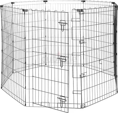Foldable metal fenced dog training kennel with gate