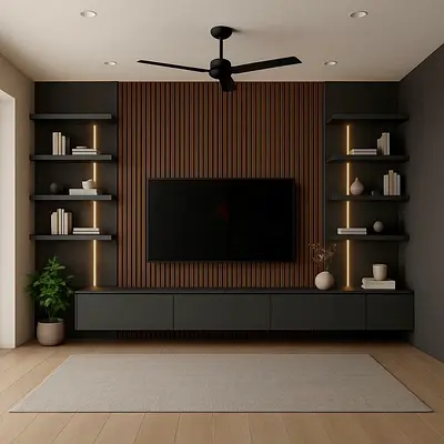 Modern TV Unit with Elegant Shelving and Minimalist Design