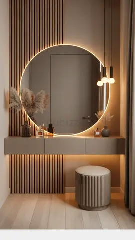 Elegant Modern Vanity with Circular Mirror