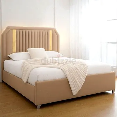 Elegant Modern Bed with Soft Headboard