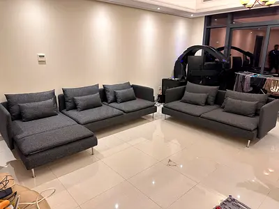 IKEA Soderhamn L shape sofa with two seats dark gray