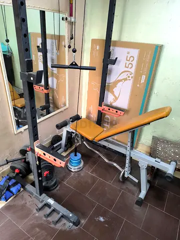 Full Home Gym Setup for Sale - Adjustable Rack, Bench, Barbells, Dumbbells, Plates