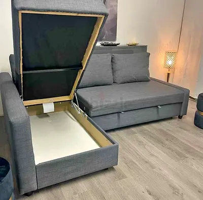 Stylish Grey Sofa Bed with Storage