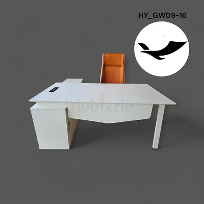 Sleek and Modern Office Desk with Leather Chair