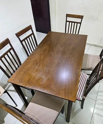 Solid Wooden Dining Table with 6 Chairs