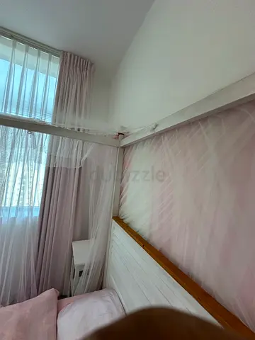 Elegant Canopy king size Bed Fully wood with Soft Drapes, with 2 side tables, mattress not included