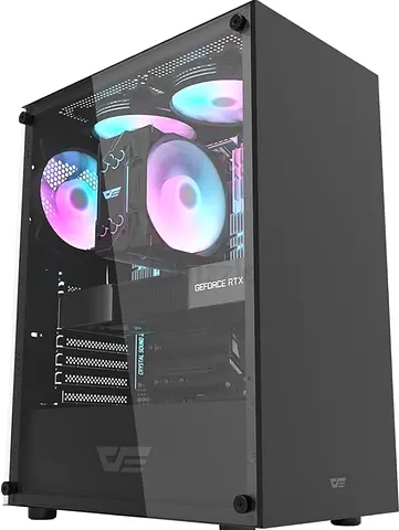Aigo Darkflash DK100 Tempered Glass ATX/M-ATX/MINI-ITX Gaming PC Case, USB 3.0 Port, 2 HDD/SSD, Comp