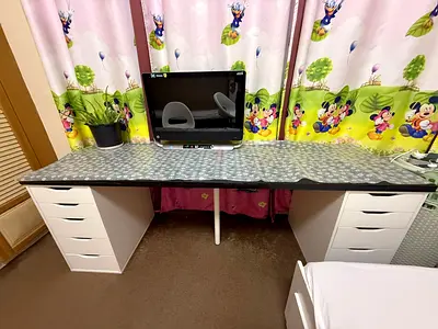 Spacious Modern Study Table with Multiple Storage Drawers and 1 chair