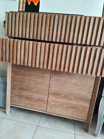Stylish Wooden Storage Cabinet with Unique Textured Design
