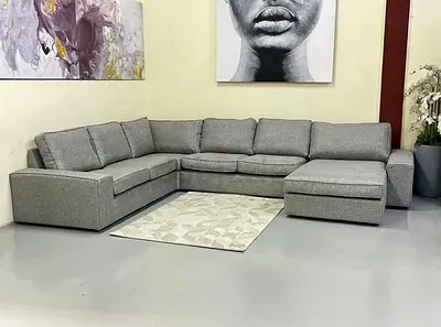 IKEA Kivik U-shaped luxury sofa six seater light grey