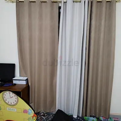 3 x Luxury Gold White Blackout Curtains – Like New!