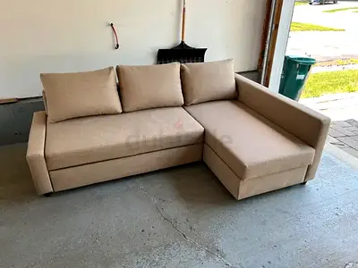 Ikea l shape sofa com bed storage