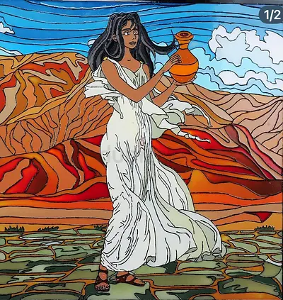 Elegant Handmade Glass Painting