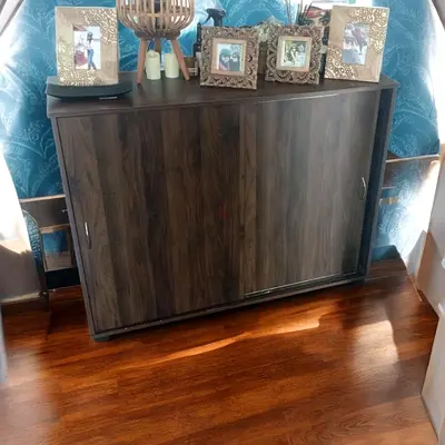 Stylish Dark Wood Cabinet with Modern Finish