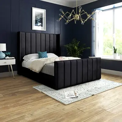 Velvet fabric bed design king size