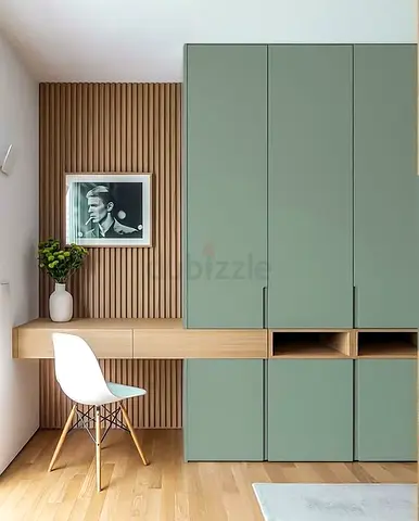 Stylish and Functional Modern Wardrobe with Desk