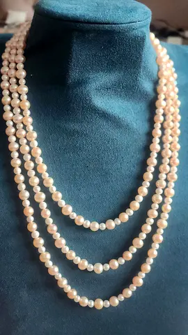 Elegant Triple fridge water  Pearl  real Necklace call now to buy