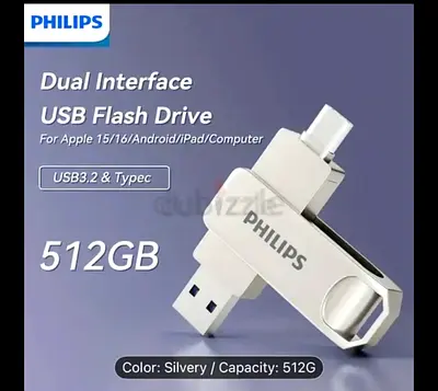 Philips 512GB Dual Interface USB Flash Drive - Perfect for All Your Data Needs!