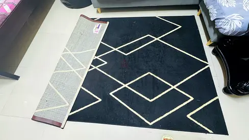Stylish Black  White Geometric Area Rug