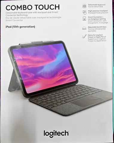 Logitech Combo Touch Detachable Keyboard Case for iPad (10th gen) with Large Precision Trackpad, Ful