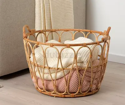 2 x Charming Rattan Storage Basket for Cozy Living Spaces