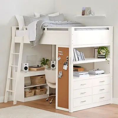 Stylish Loft Bed with Desk  Storage - Perfect for Space Optimization!