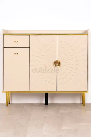 Stylish Shoe Rack with Drawers - Beige Gold Shoe Cabinet For Home