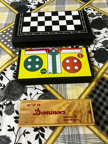 Classic Chess, Ludo and double six Dominoes set for Family Fun