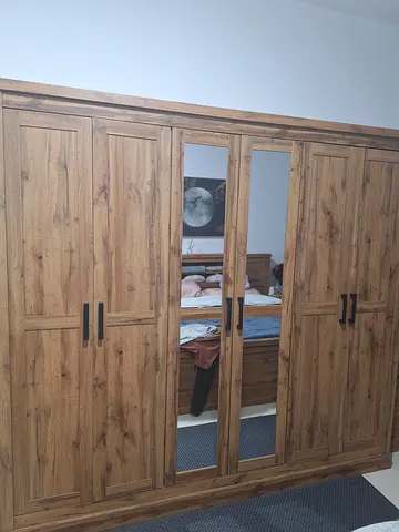 COLTON 6-DOOR WARDROBE. Stylish Wooden Wardrobe with Mirror Finish
