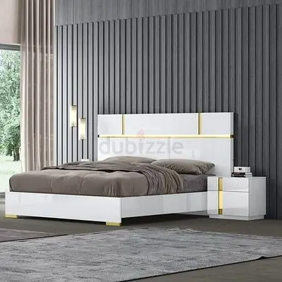 Stylish Modern Bed with Elegant Nightstand