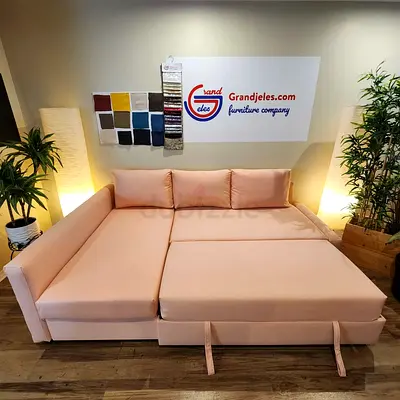 L shape sofa cum bed with storage