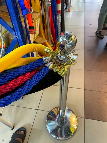 Elegant Crowd Control Stanchion with Colorful Ropes