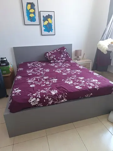 Modern Queen Bed with Floral Bedding