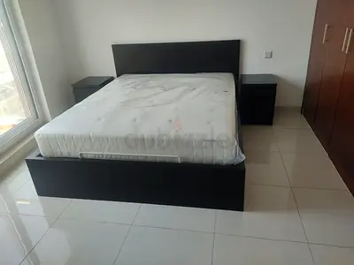 Modern Ikea Hydraulic Black Bed Frame With New Mattress