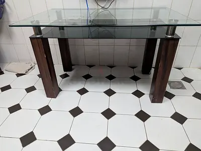 Dining Table Glass Top - 4 Seater