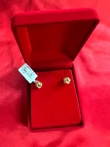 Elegant Gold-Stud Earrings in Luxurious Display Box