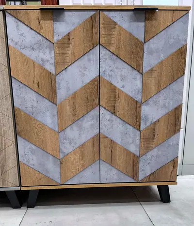 Stylish Chevron Pattern Cabinet for Modern Living Space