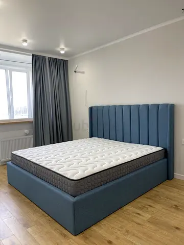 Stylish Blue Upholstered Bed with Mattress for Sale
