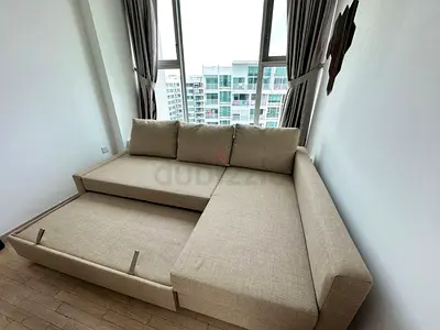 L shape sofa com bed storage