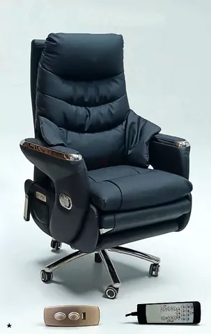 Comfortable Black Recliner Chair with Remote Control