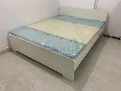 Modern White Bed with New Mattress