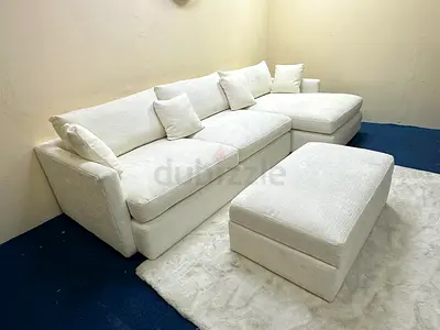 Perfect condition cratebarrel white color lshape sofa with footstool