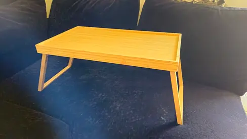 Stylish Bamboo Serving Tray Table for Breakfast in Bed