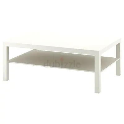 118×78 Sleek White Coffee Table with Storage Shelf