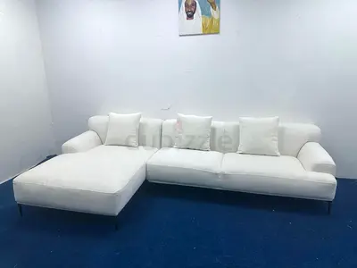 High quality the loom collection white color lshape sofa